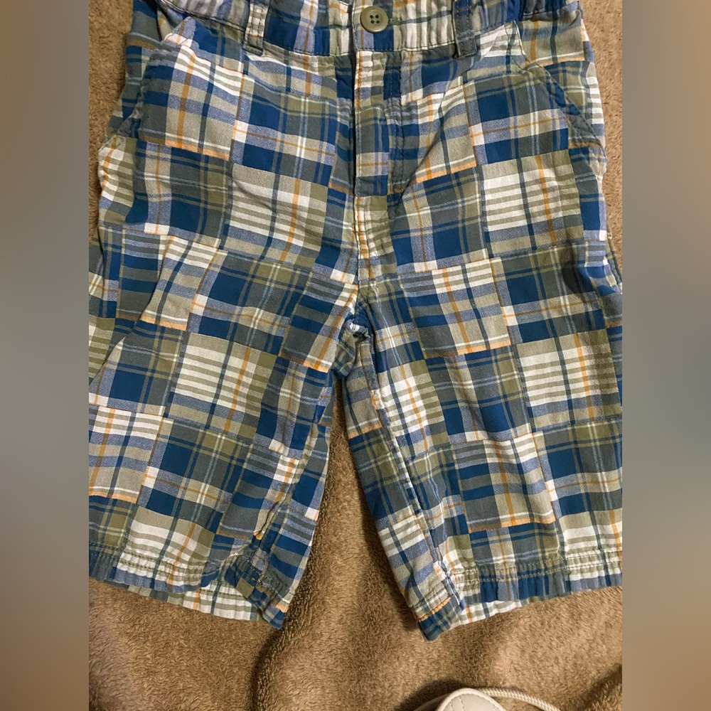 Gymboree Boys Size 8 Patchwork Madras Plaid Shorts - EUC Adjustable Waist COTTON